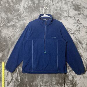Vintage L.L. Bean Fleece Pullover Sweater Blue Size Medium Blue Turtle Neck Zip